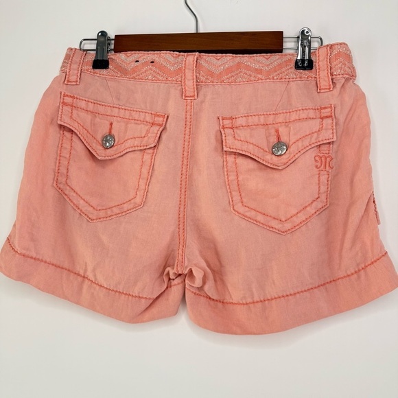 Miss Me Linen Shorts Mid Rise Women Size 28 Boho Casual Beach Pink Coral - Picture 4 of 15